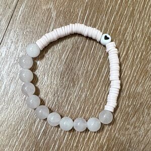 Rose Quartz and Henshi beaded stretch bracelet